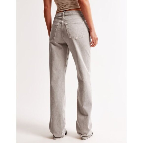 Abercrombie NWT The Baggy Low Rise Curve Love in Chai Gray Tan Size 00 LONG - Picture 2 of 9
